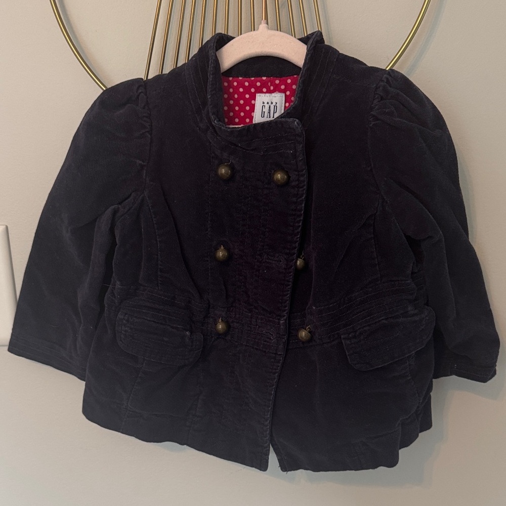 GAP Kids navy blue velvet Pea Coat